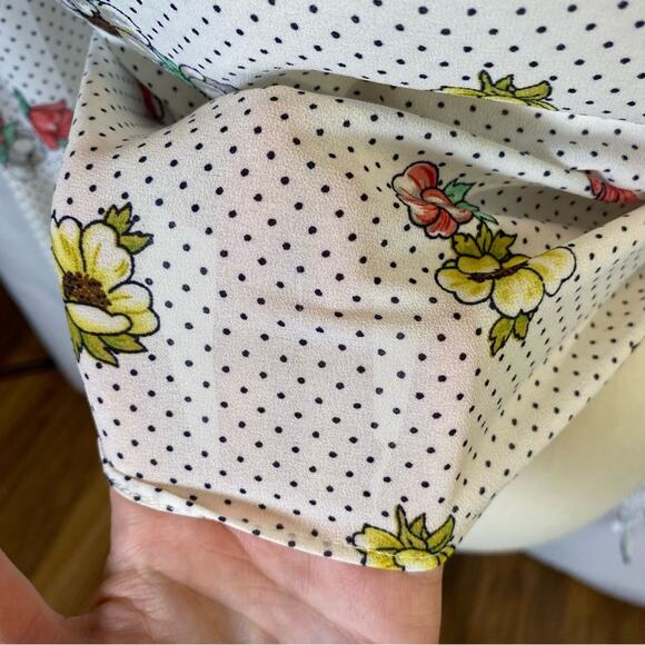 Nasty‎ Gal Collection Tied To You Floral Shirt Women’s Small Polka Dot Blouse - Picture 11 of 15